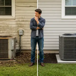 A homeowner chooses between replacing his old HVAC, or investing in a brand new one.